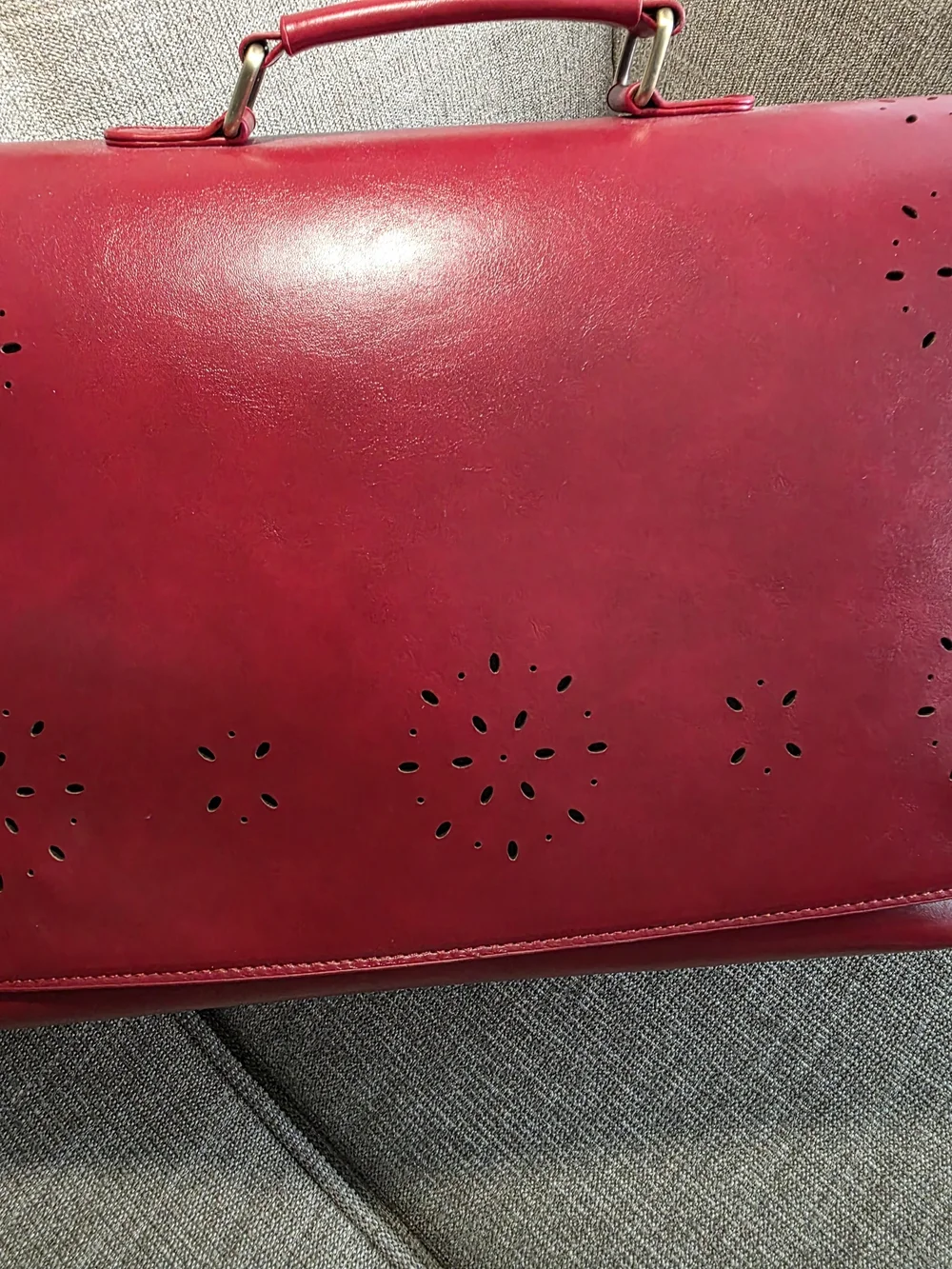 Walasa Red Split Leather Vintage Briefcase Laptop Bag - Pristine Like New!